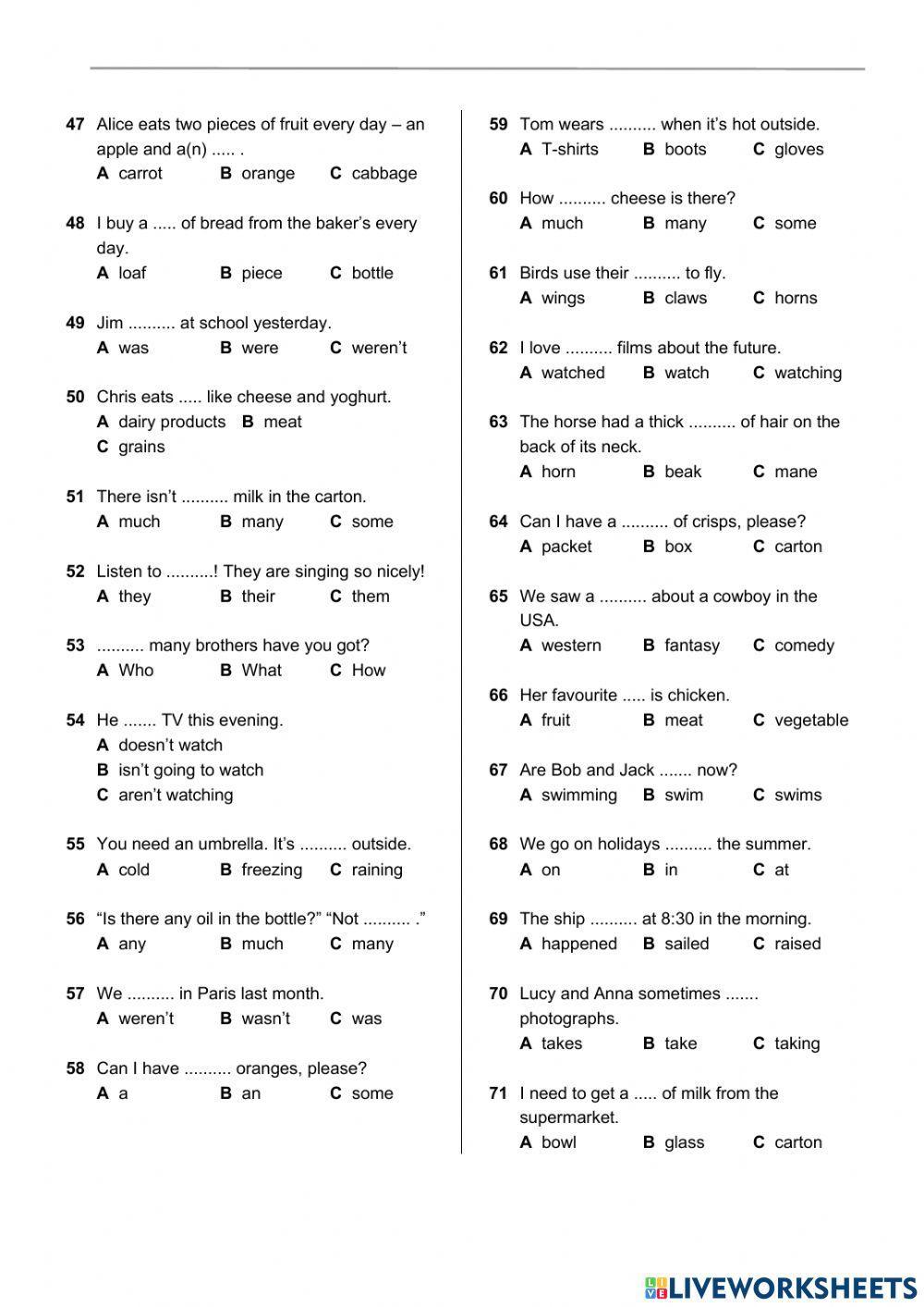 Exit test for elementary level (spark 2)