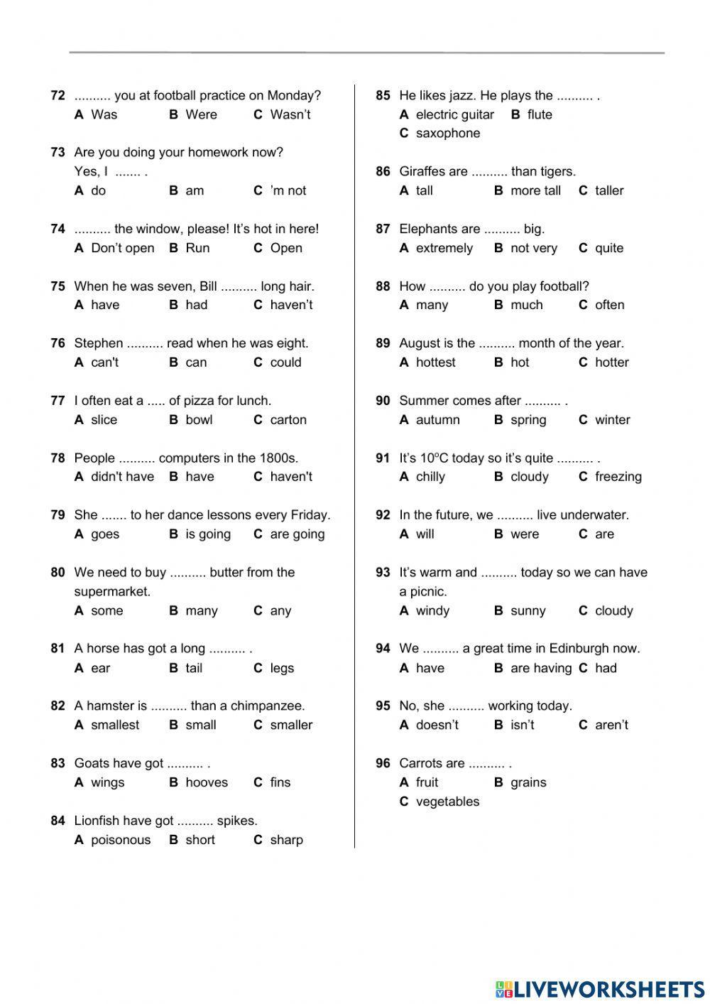 Exit test for elementary level (spark 2)