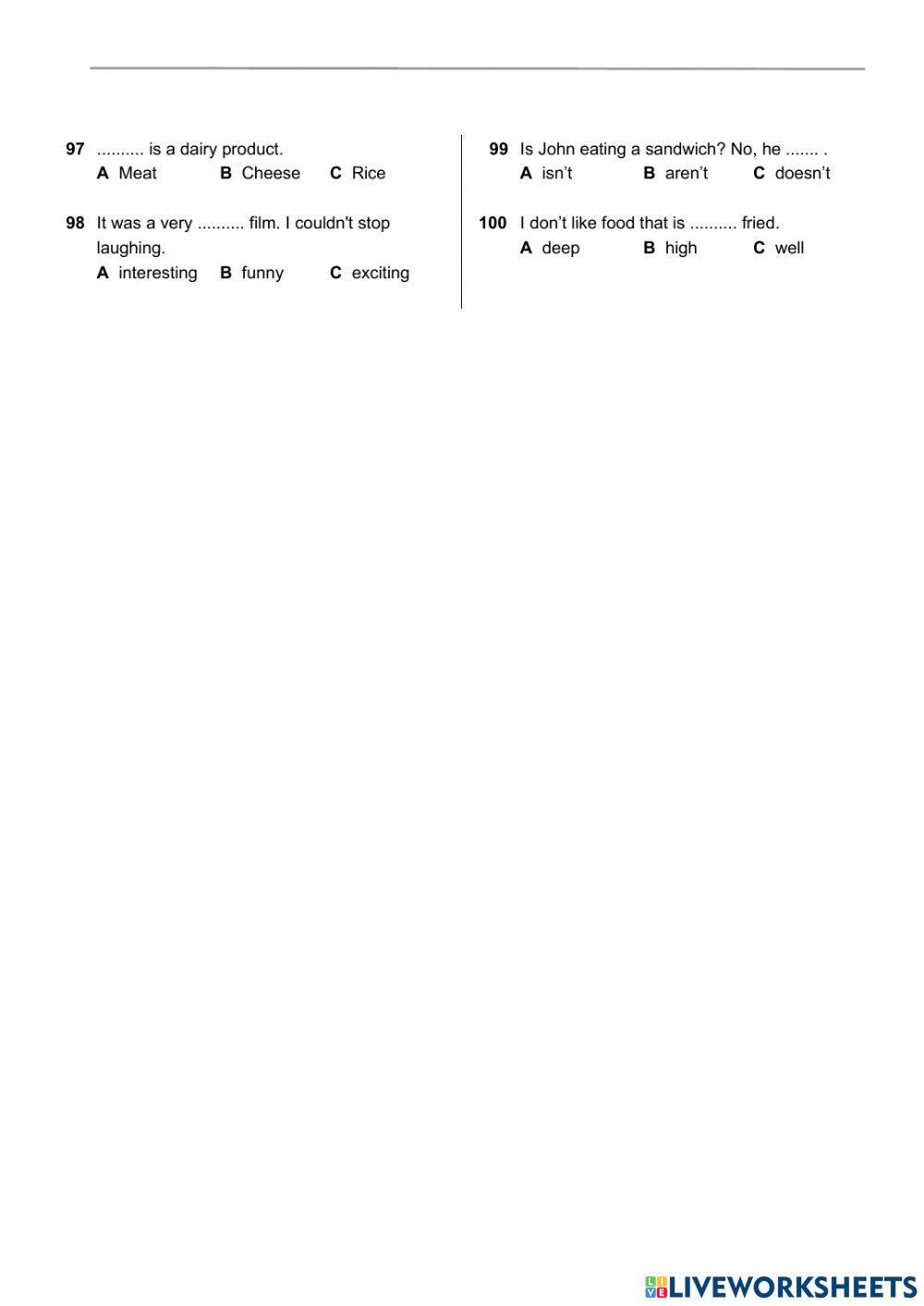 Exit test for elementary level (spark 2)
