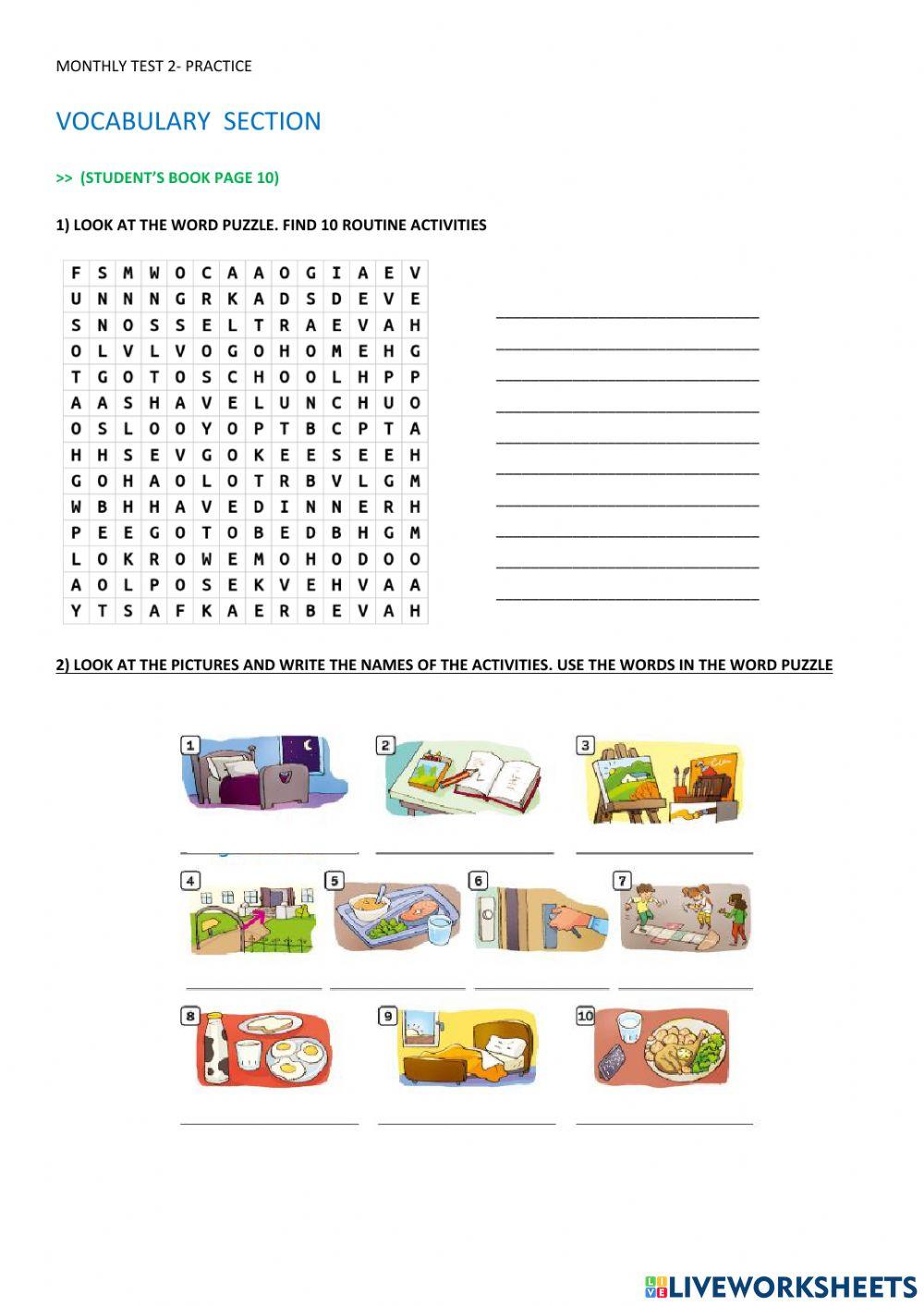 Practice for monthly test 2