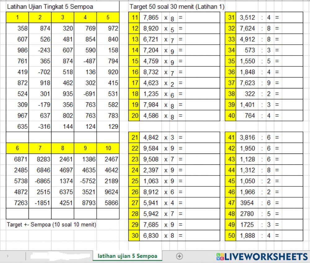 Latihan ujian tingkat 5 Sempoa