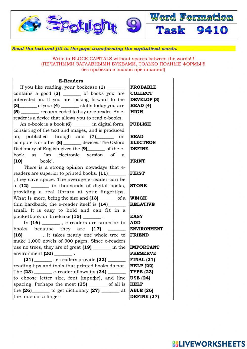 Spotlight 9 Task 9410