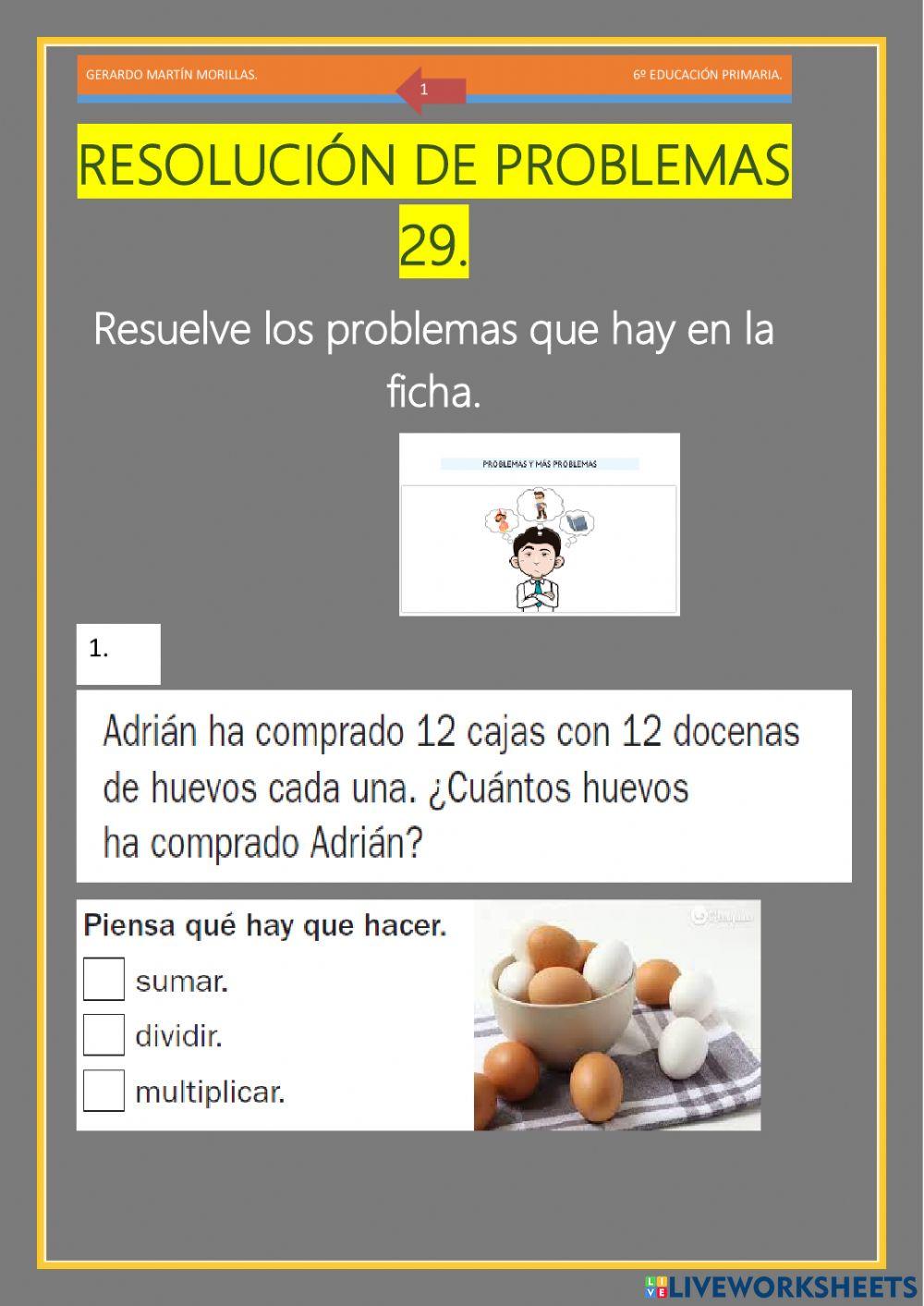 Resolución de problemas. Ficha 29.