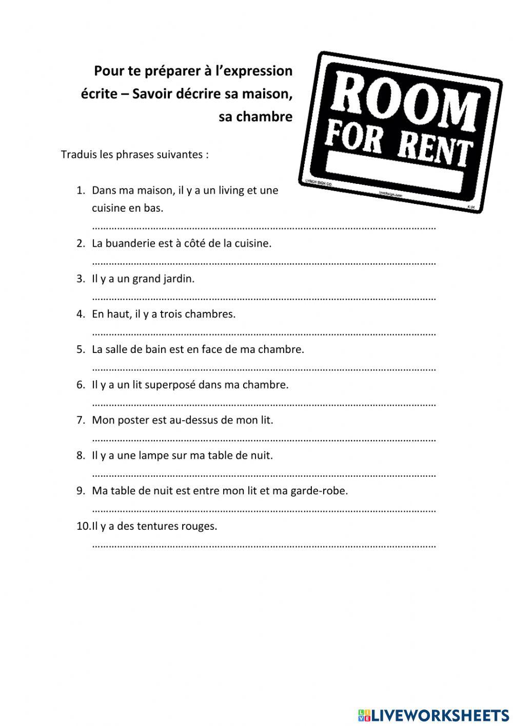 Writing - Describing a house + bedroom