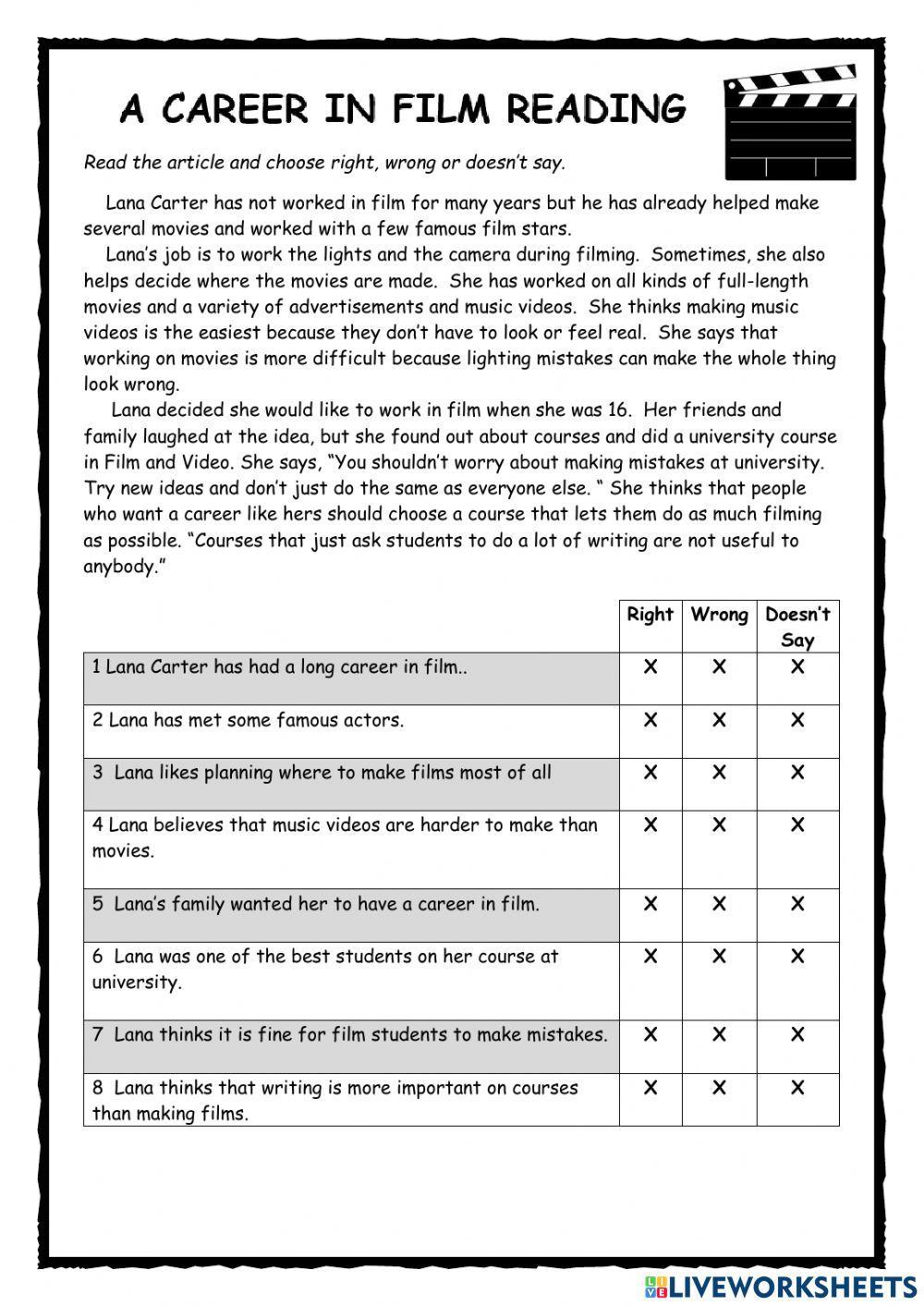 Career in Film Reading KET