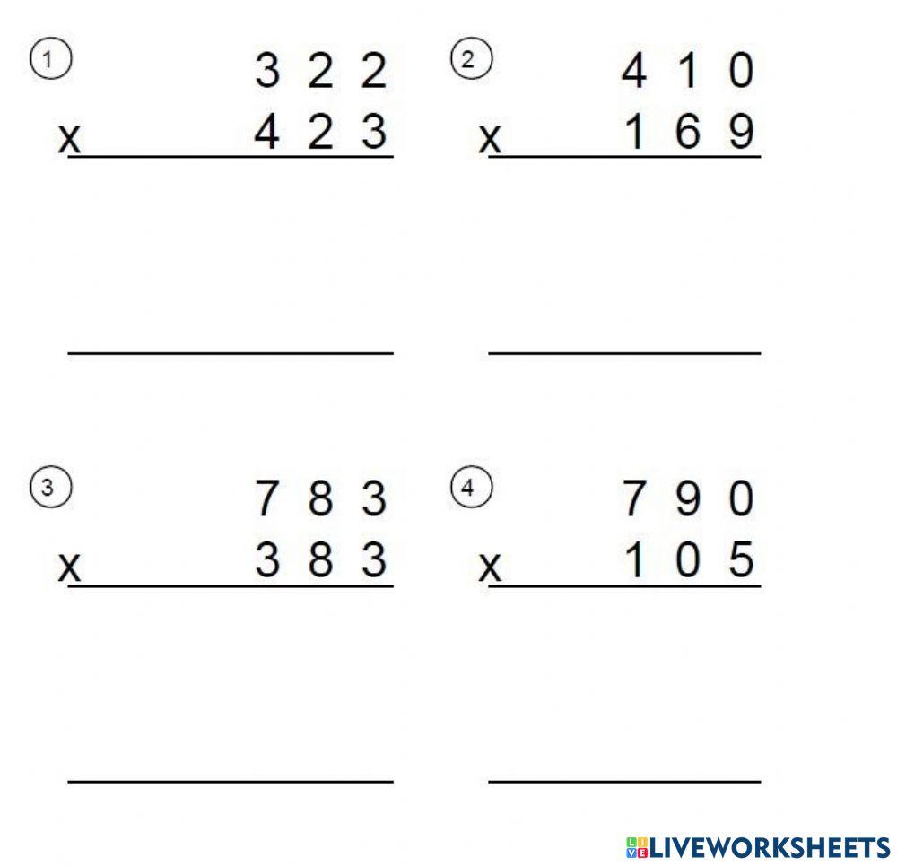 Multiplicaciones de 3 cifras