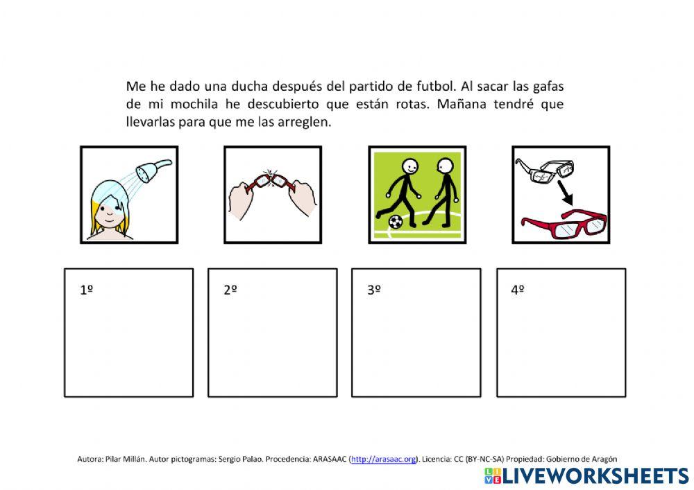 Comprensión de textos cortos (secuencias temporales)