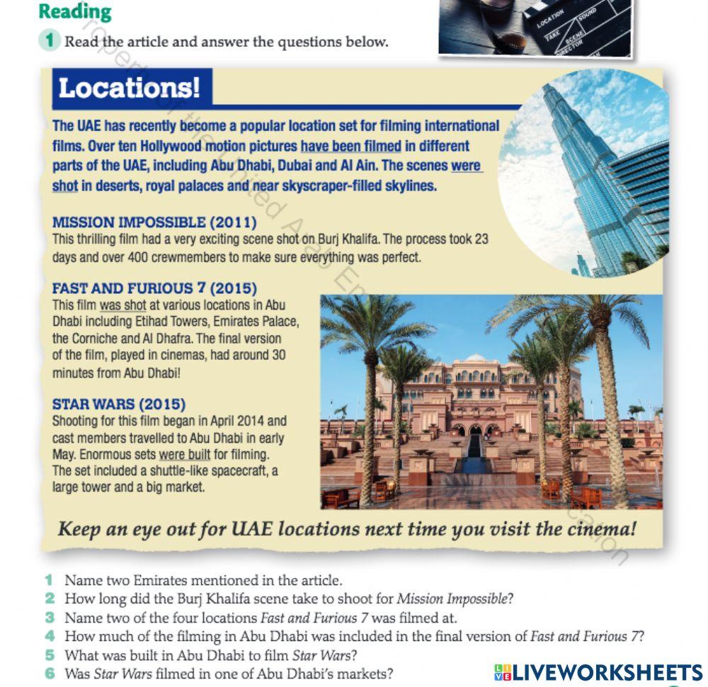 Hollywood films shot in the UAE