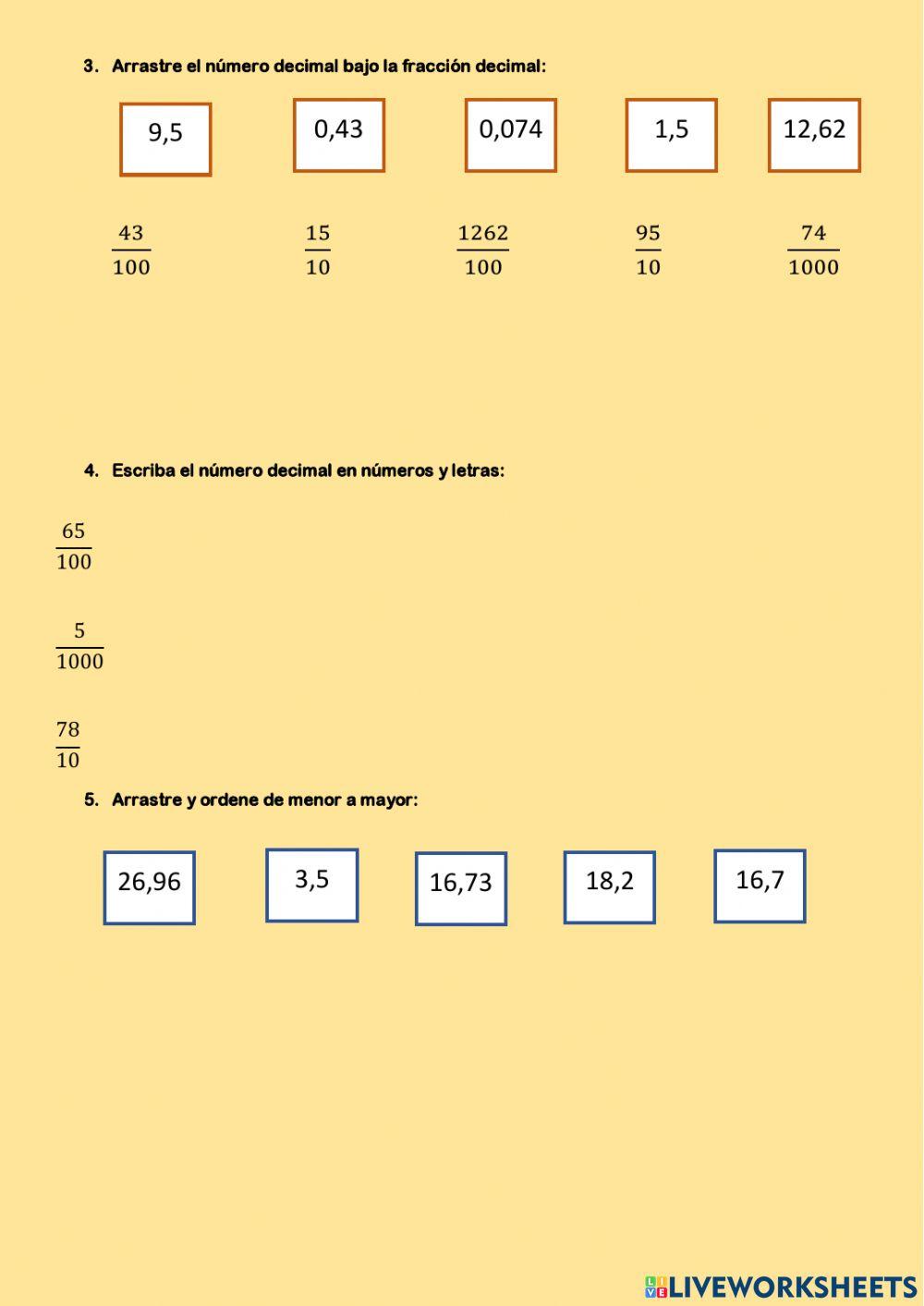 De fracción decimal a número decimal