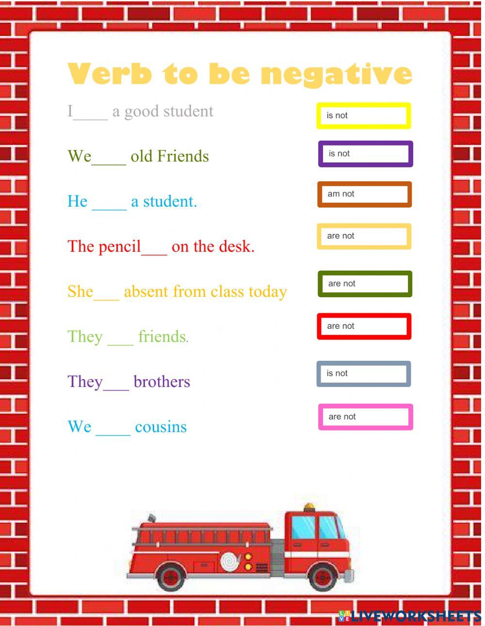 Verbo to ve negative