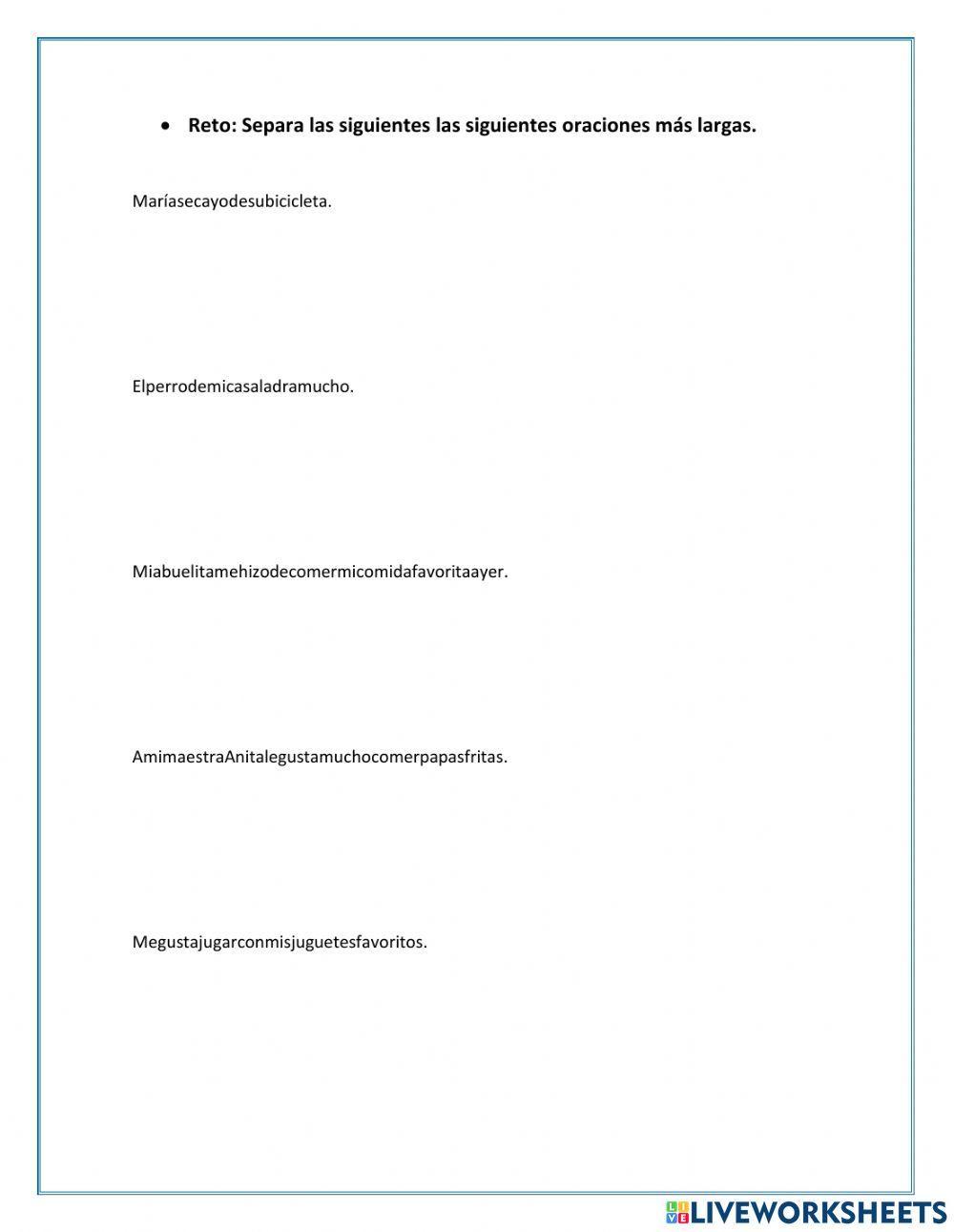 Importancia de separar las palabras en las oraciones.