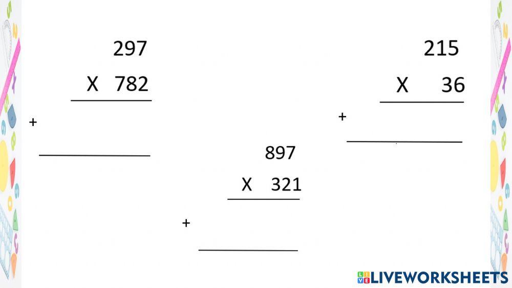 Multiplicación de 2 y 3 cifras