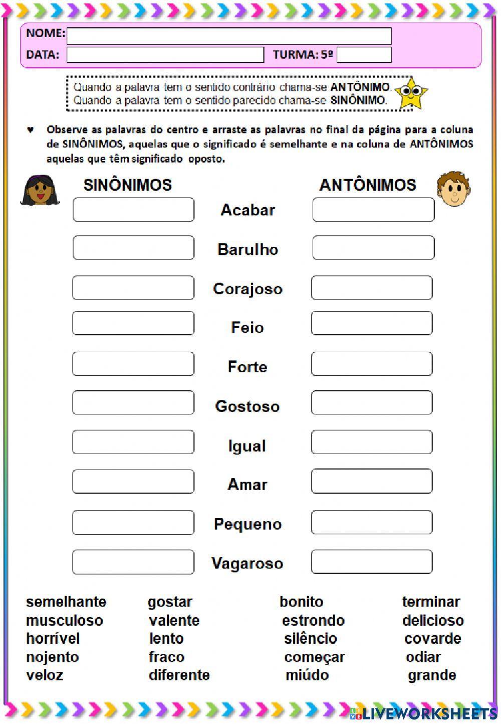 Revisando Antônimos e Sinônimos