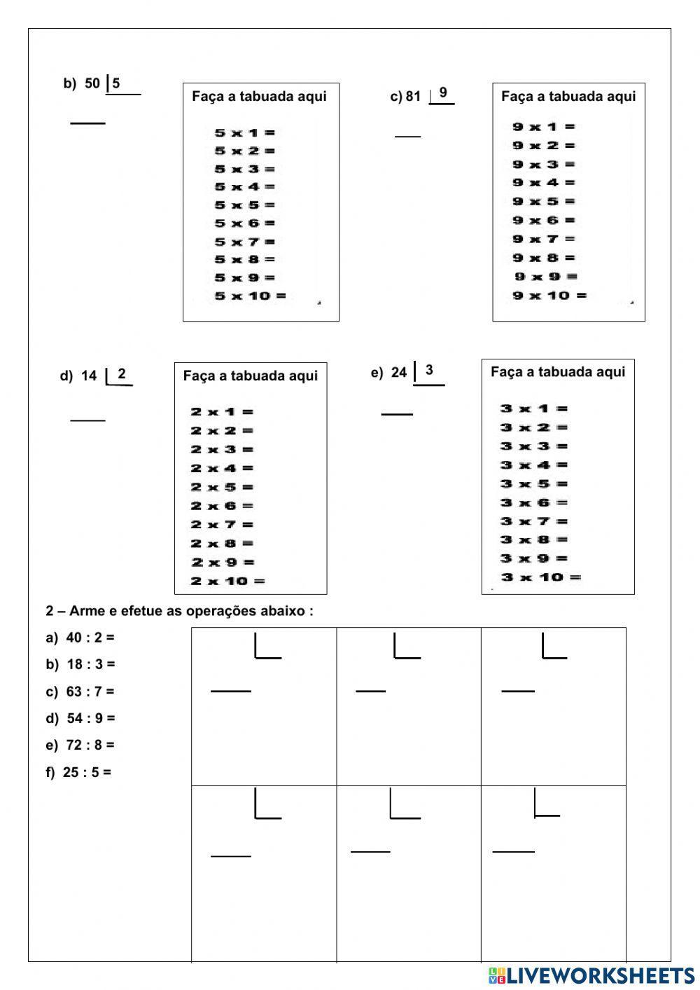 Divisão sendo o contrário da multiplicação