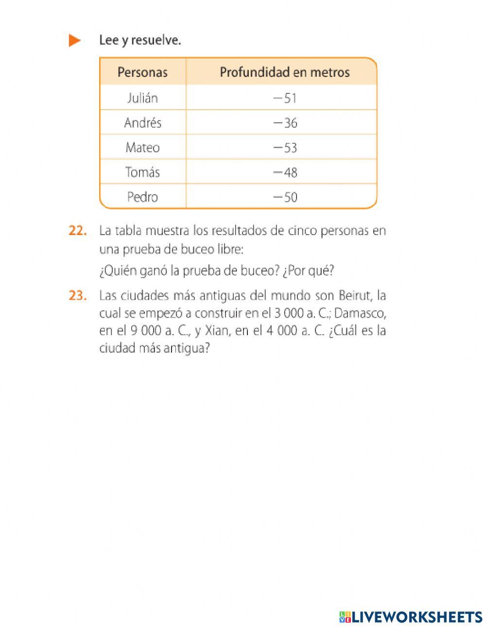 Valor numérico y Orden de números