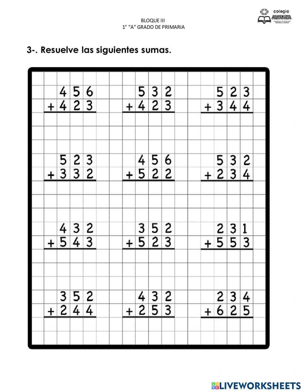 Examen de mecanizaciones 3° trimestre