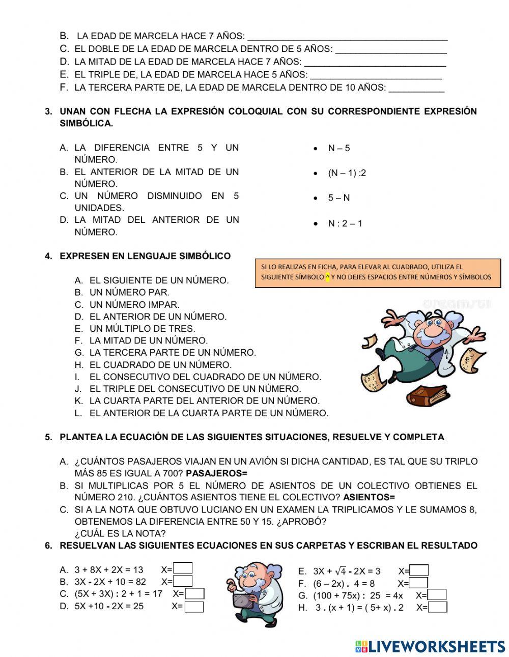 1° año tp n°4- lenguaje simbólico y ecuaciones