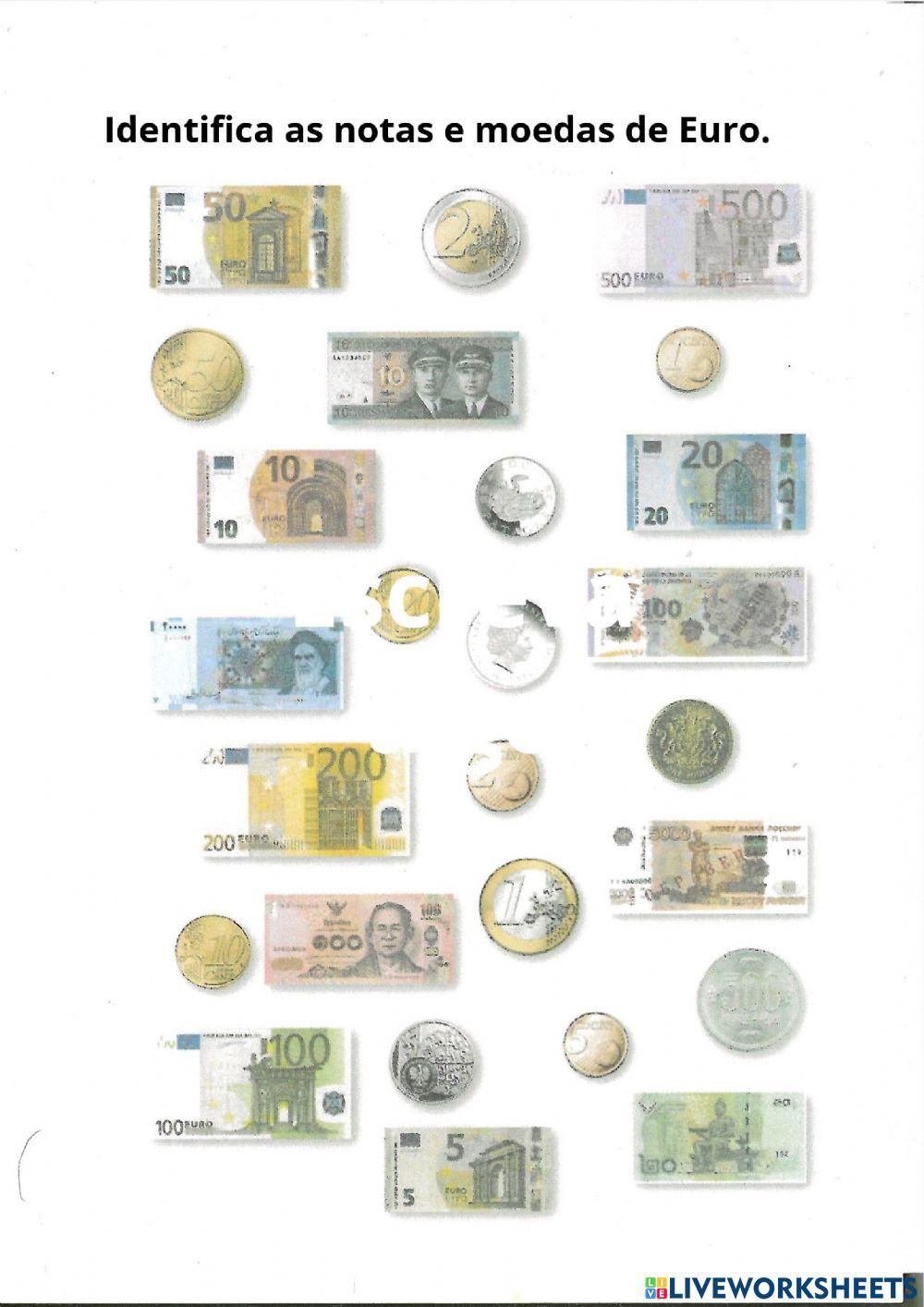 Descobre as moedas e notas de €