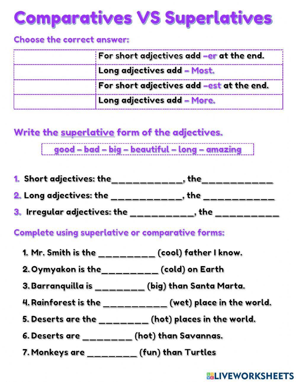 Comparatives Vs Superlatives