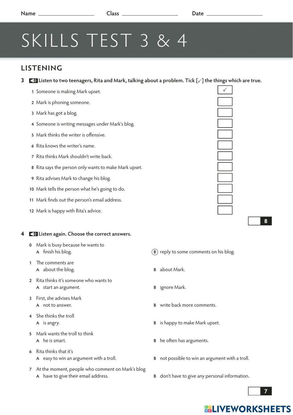 Skills test unit 3-4