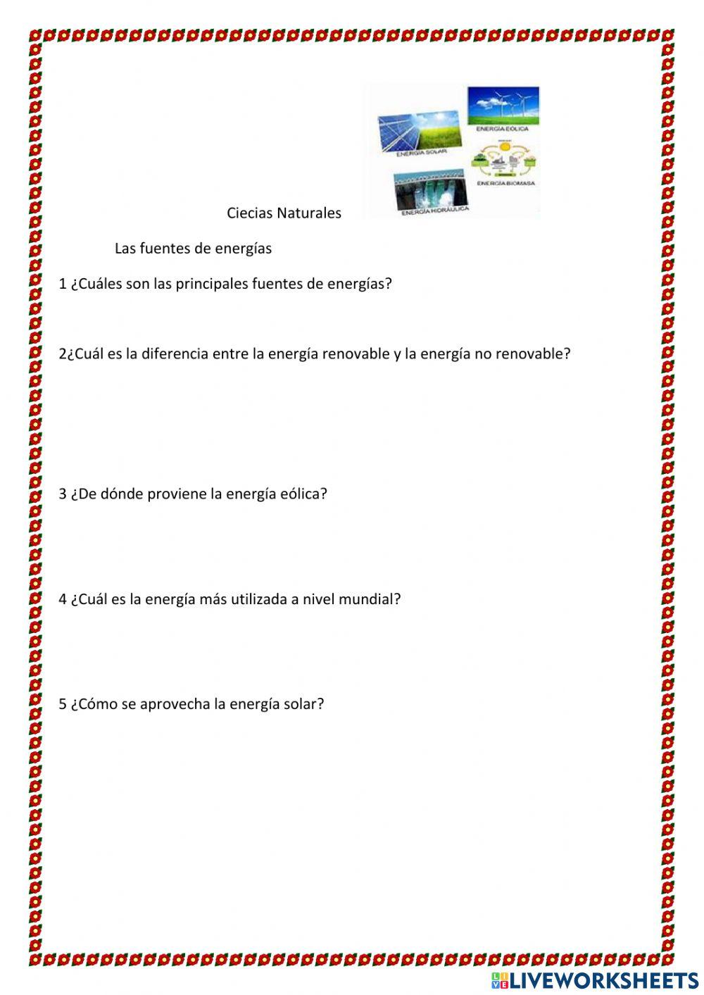 Las fuentes de energías