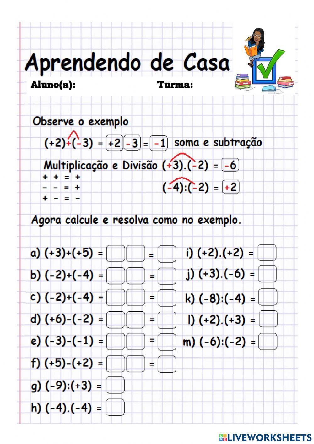 Operaçoes com numeros inteiros