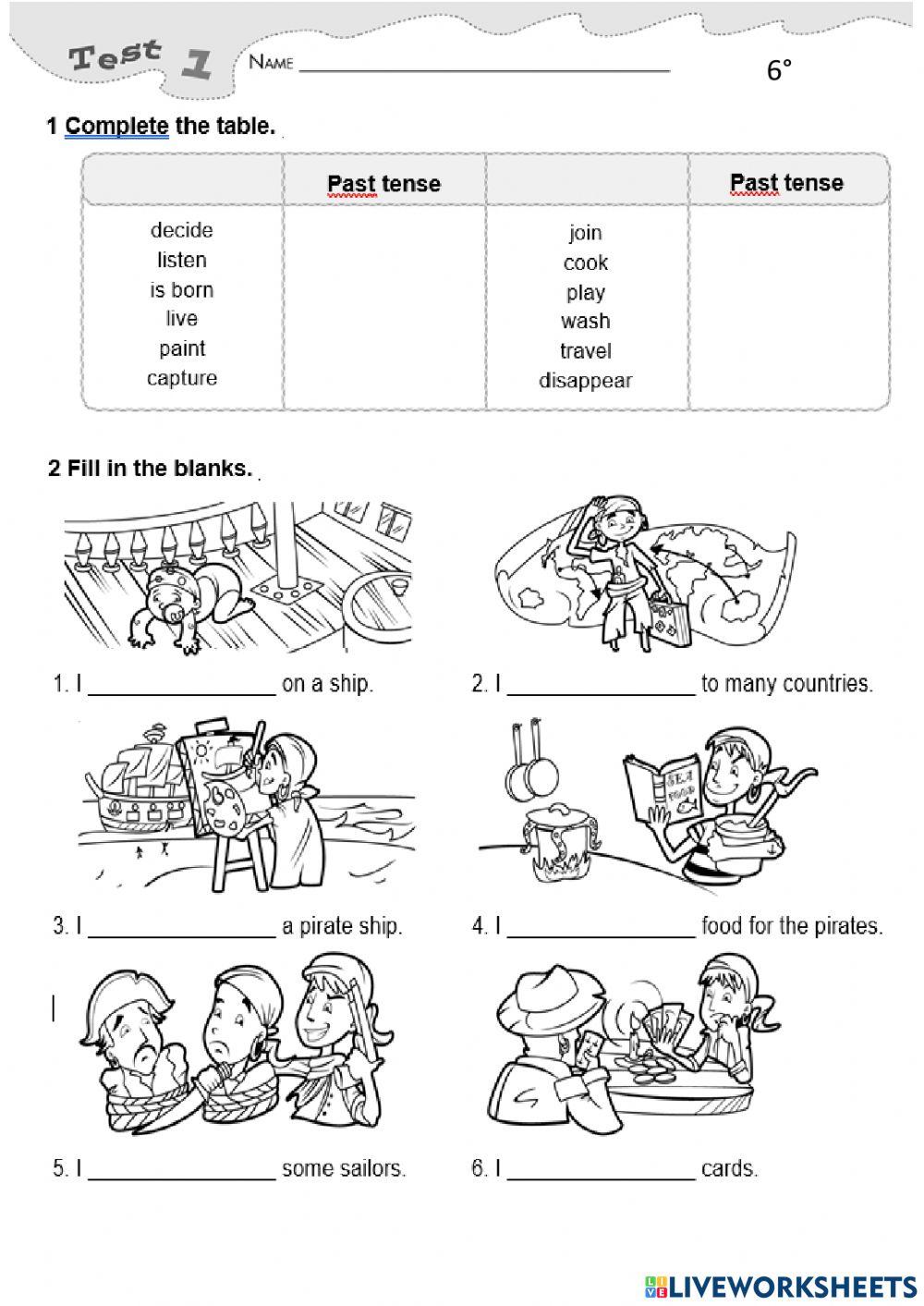 Regular verbs test interactive worksheet Live Worksheets