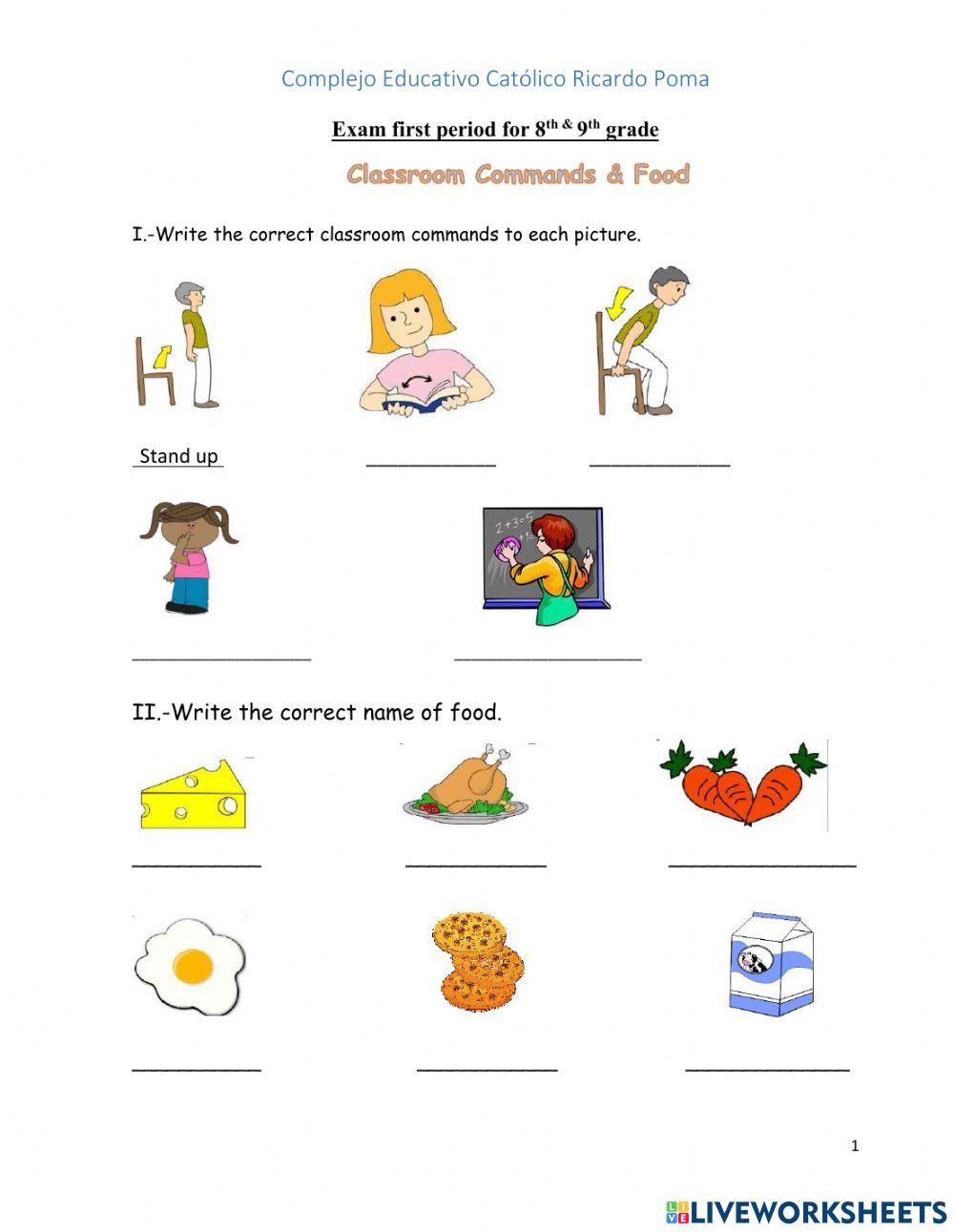 Exam 8th - 9th grade period 1