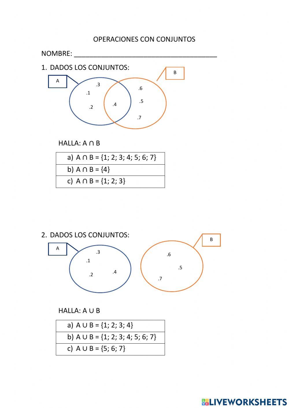 Operaciones con conjuntos