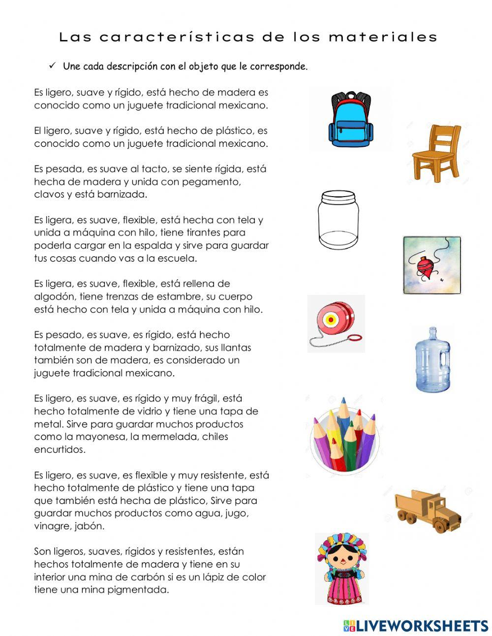 Características de los materiales