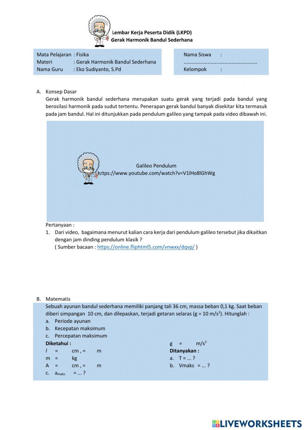 LKPD Bandul Sederhana