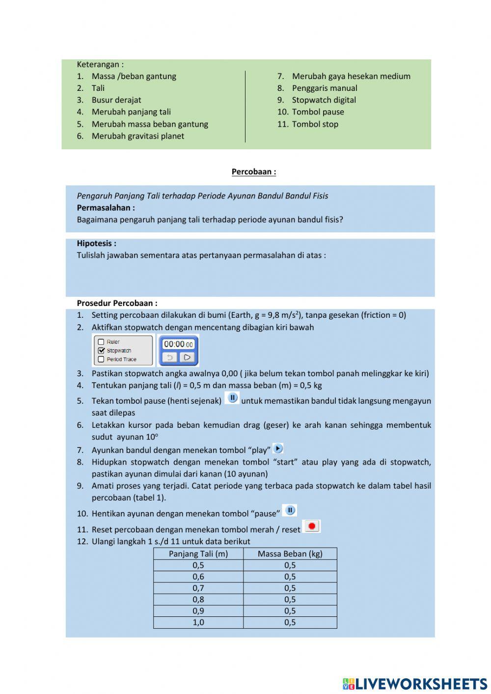 LKPD Bandul Sederhana