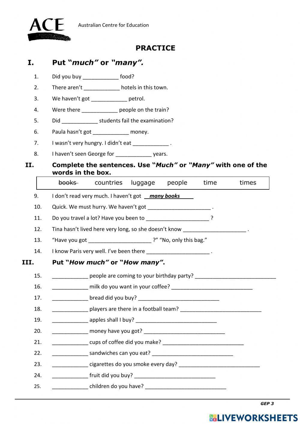 GEP3 Lesson 2: 9B Much and Many
