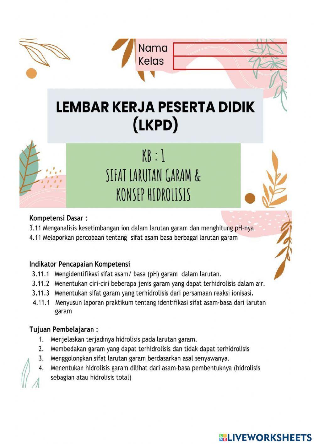 Sifat Larutan Garam Hidrolisis