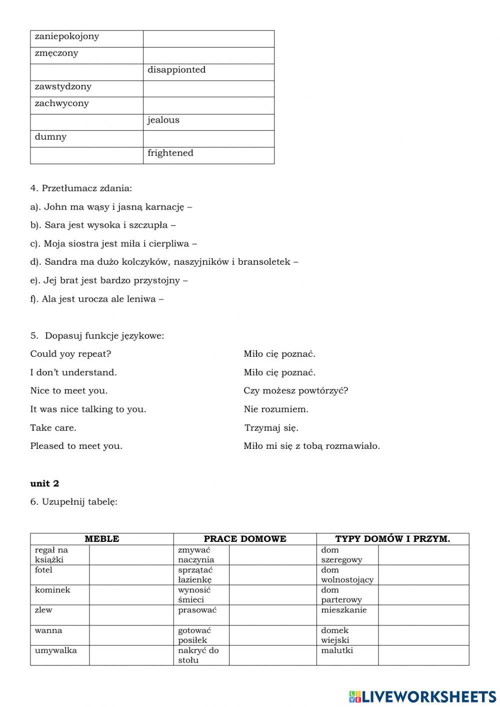 Unit 1 and 2 revision