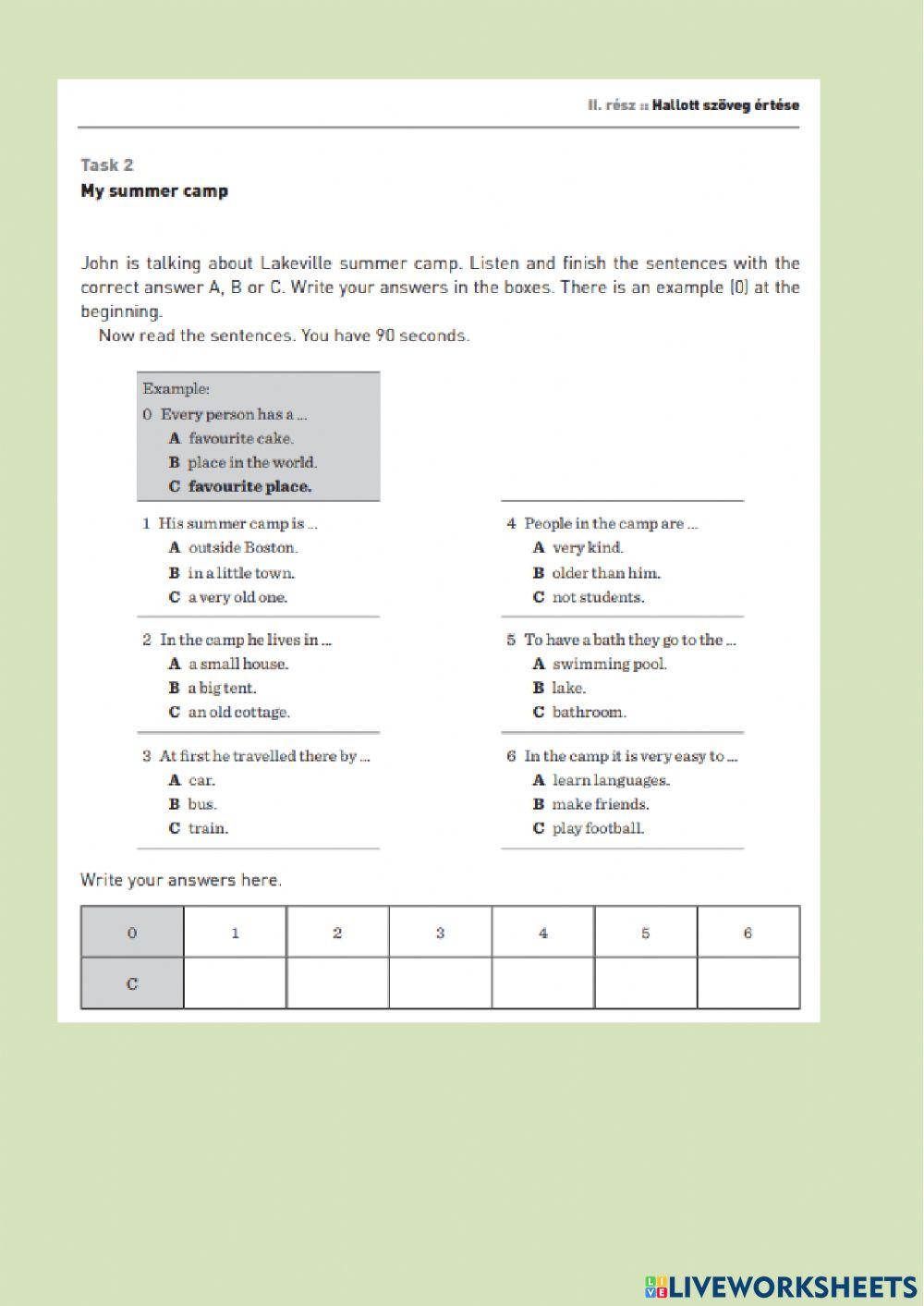 Idegennyelvi mérés Angol 8. 2017
