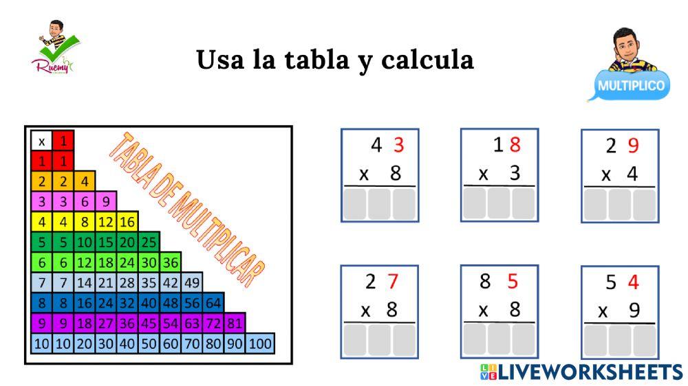 Practico la multiplicación.