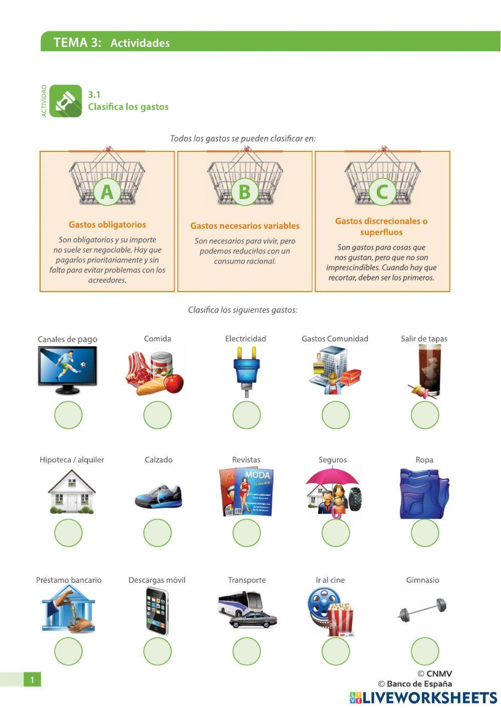 Clasificación de gastos