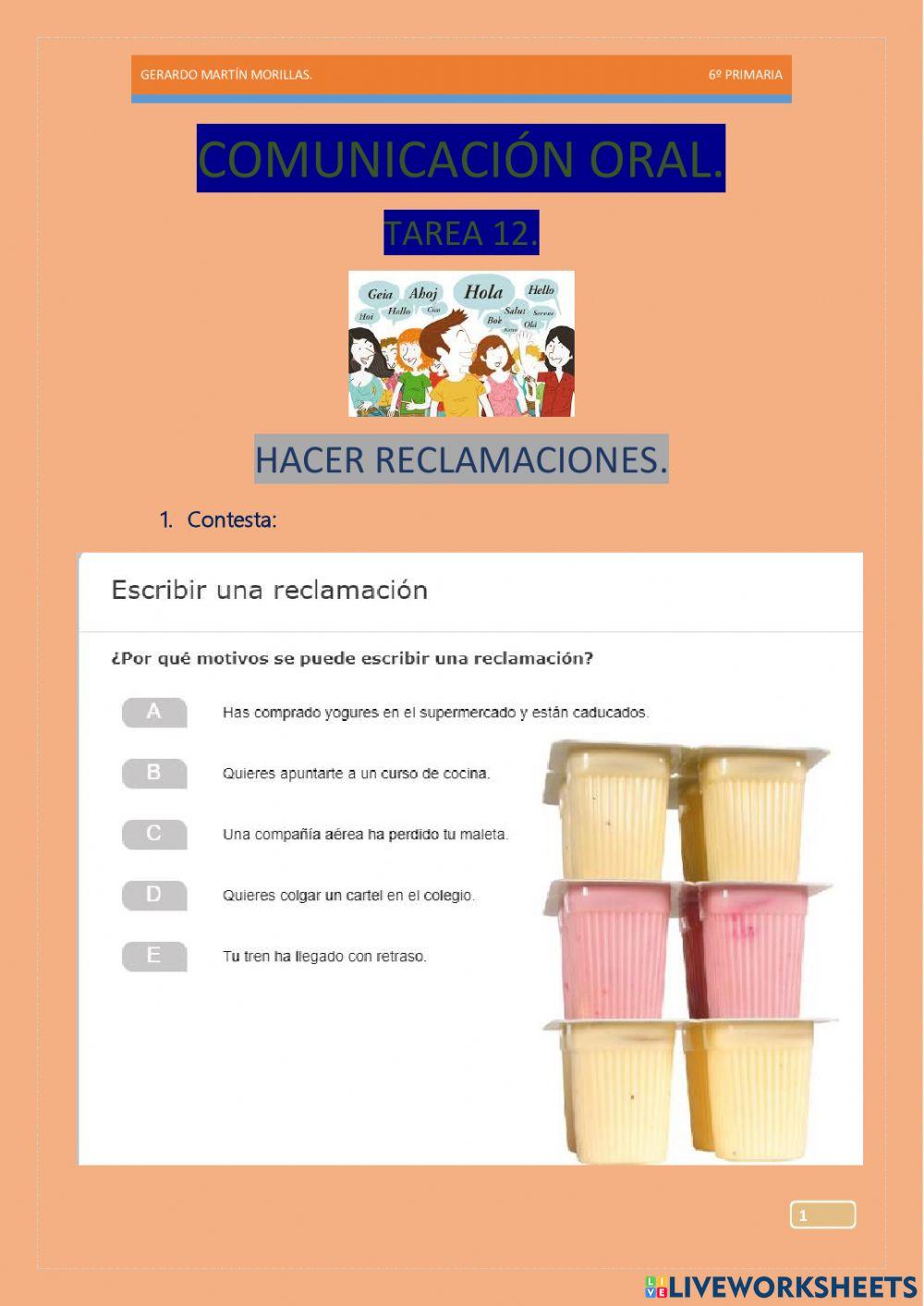 Comunicación oral. Tarea 12.