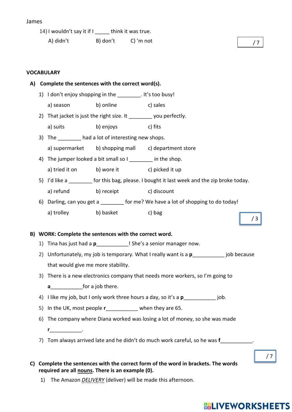 Intermediate 3rd term test