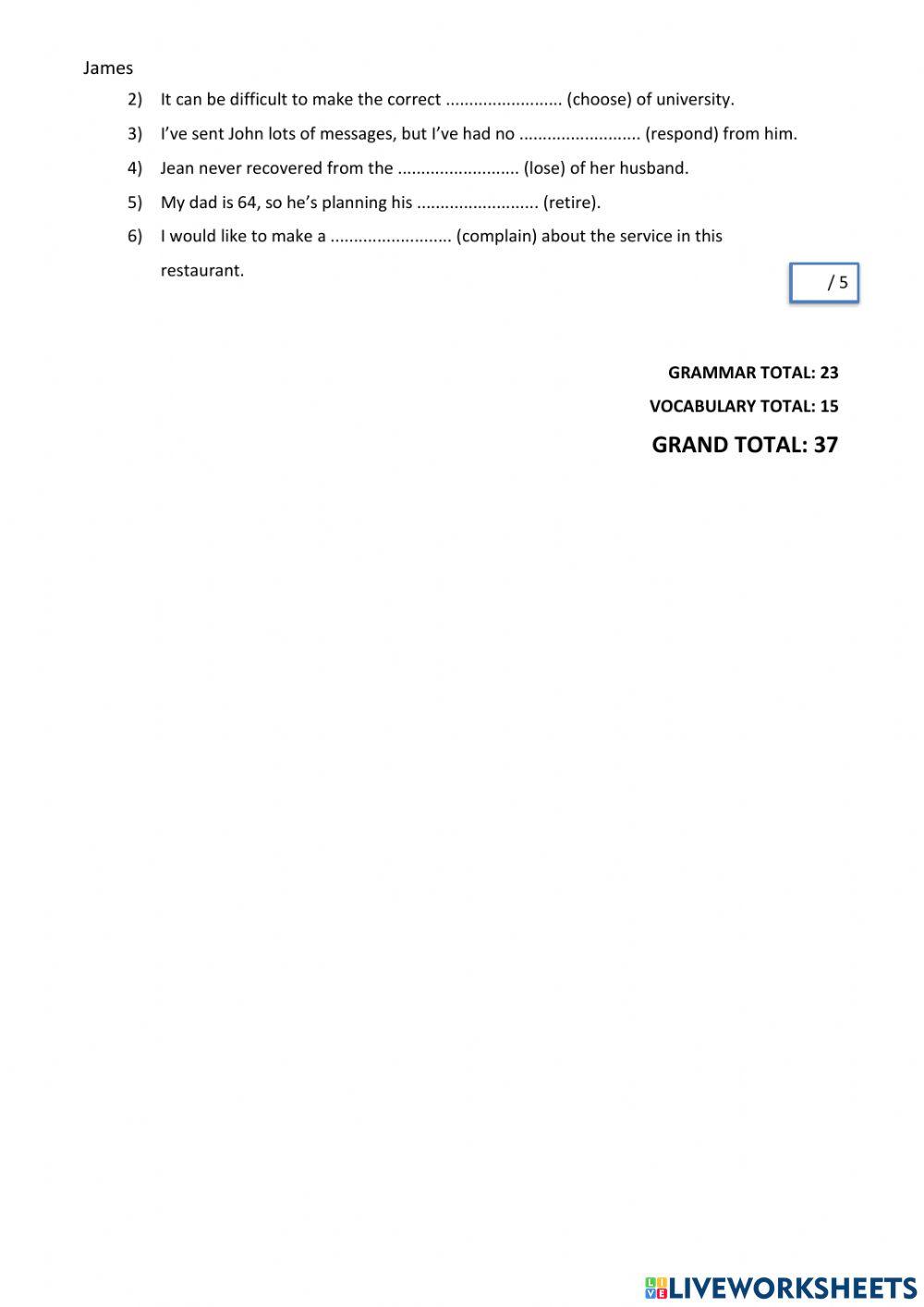 Intermediate 3rd term test