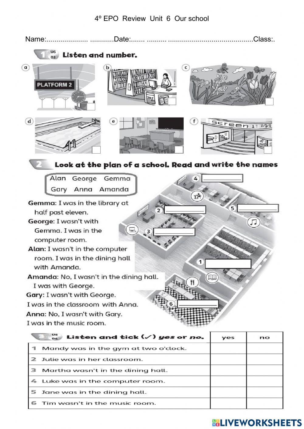 UNit 6 Our classroom Review