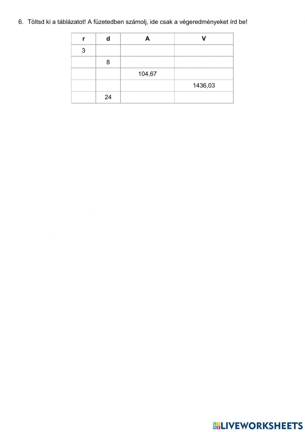 Gömb térfogata, felszíne