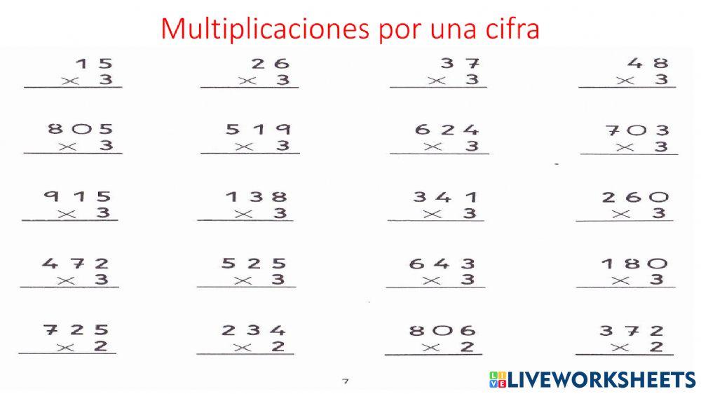 Multiplicaciones por una cifra