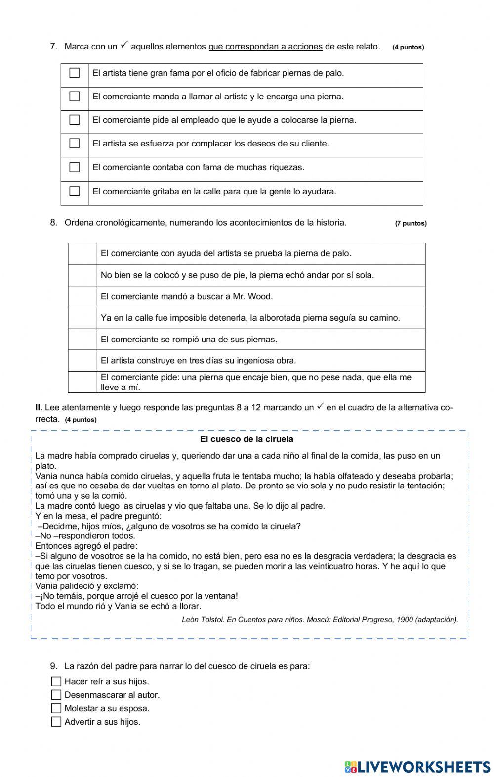 Evaluación sumativa Unidad 1 Lenguaje