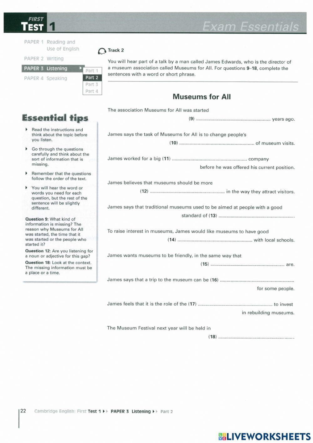Mock exam 1 - listening