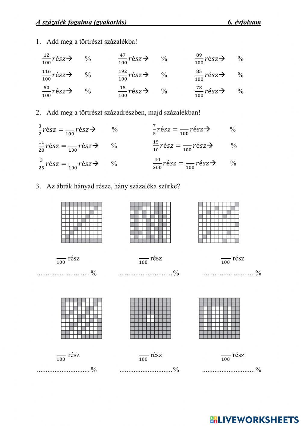 A százalék fogalma