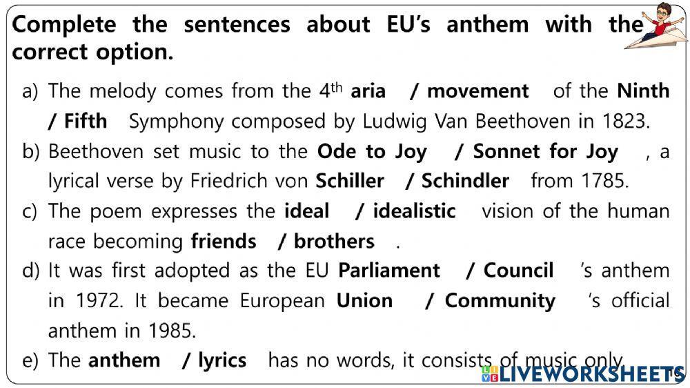 The European Union Worksheets 13-16