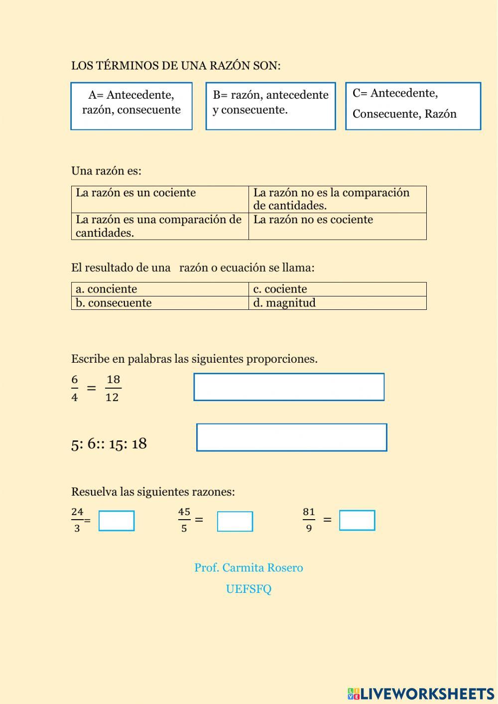 Razones y proporciones