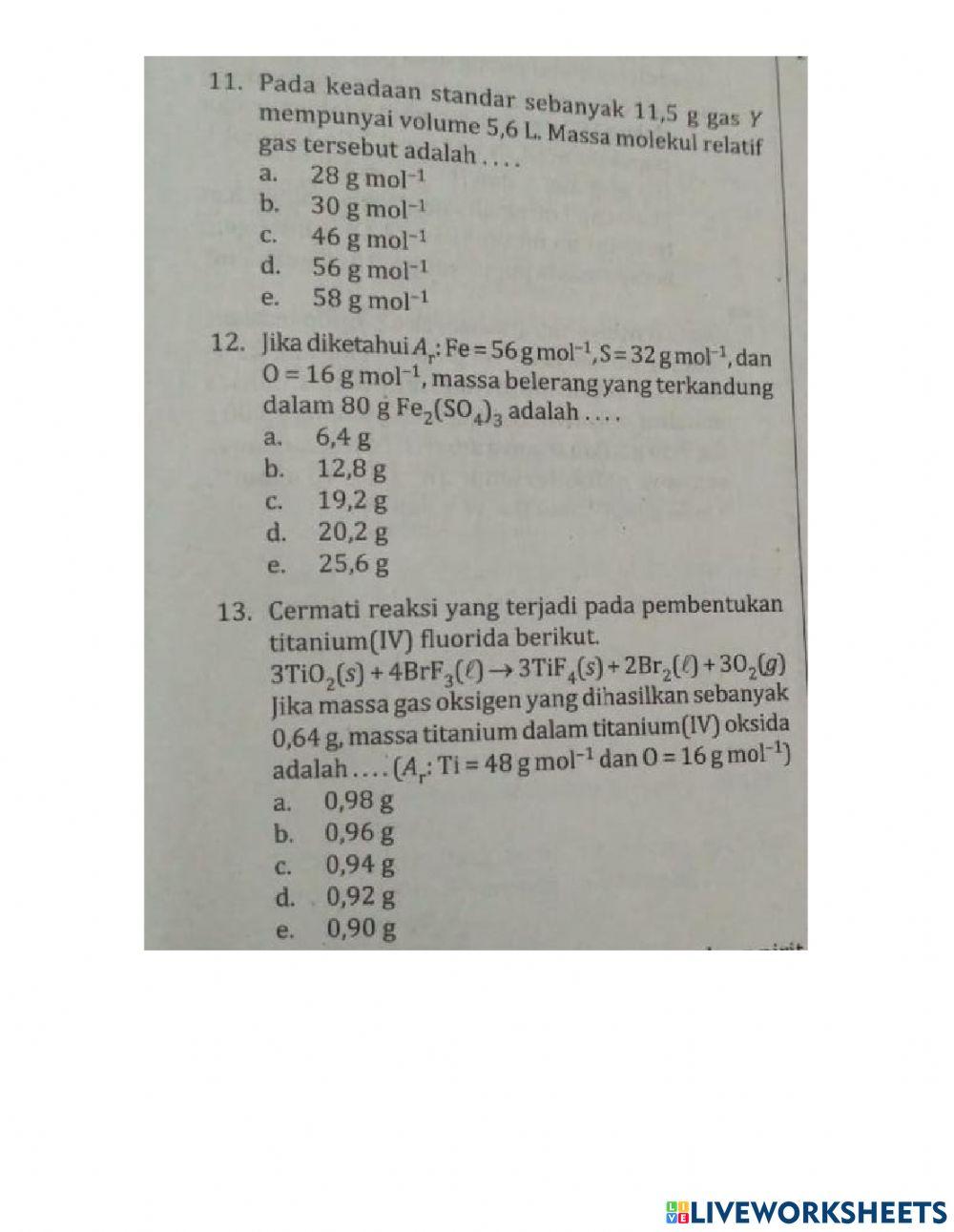 Latihan soal Stoikiometri